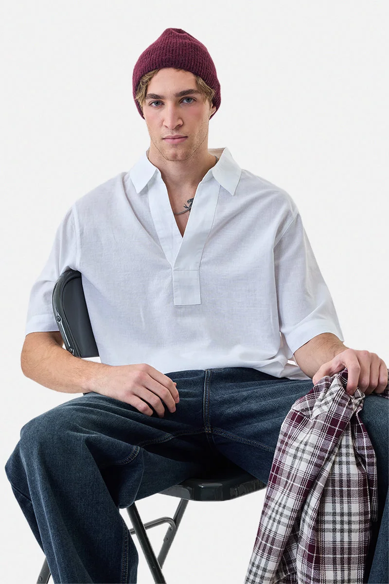 SNITCH Linen Blend Box Fit Popover Shirt